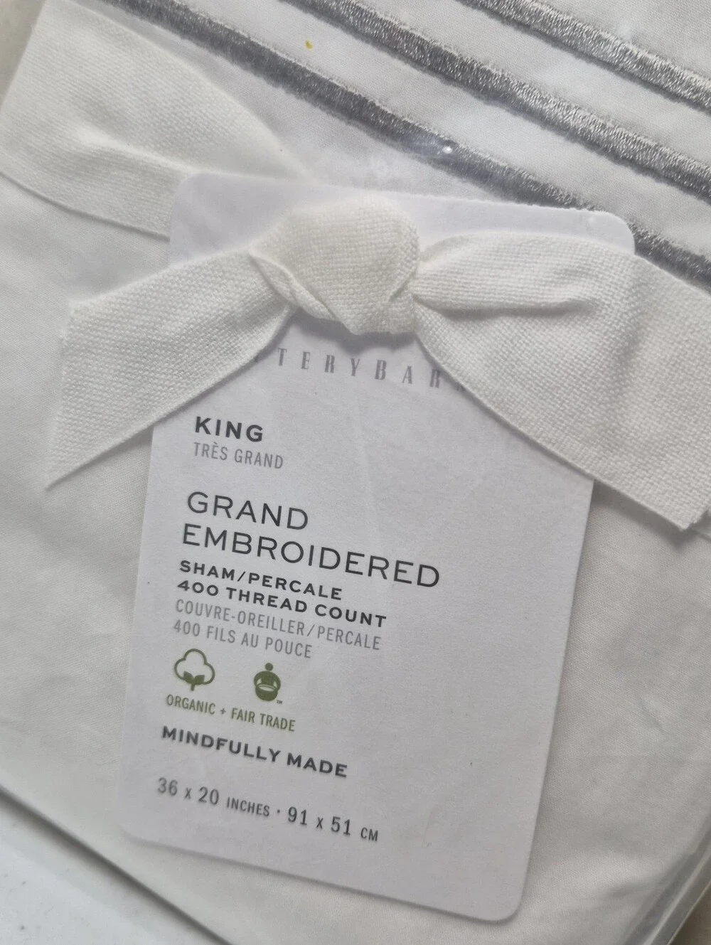 Pottery Barn king Sham Gray Mist New
